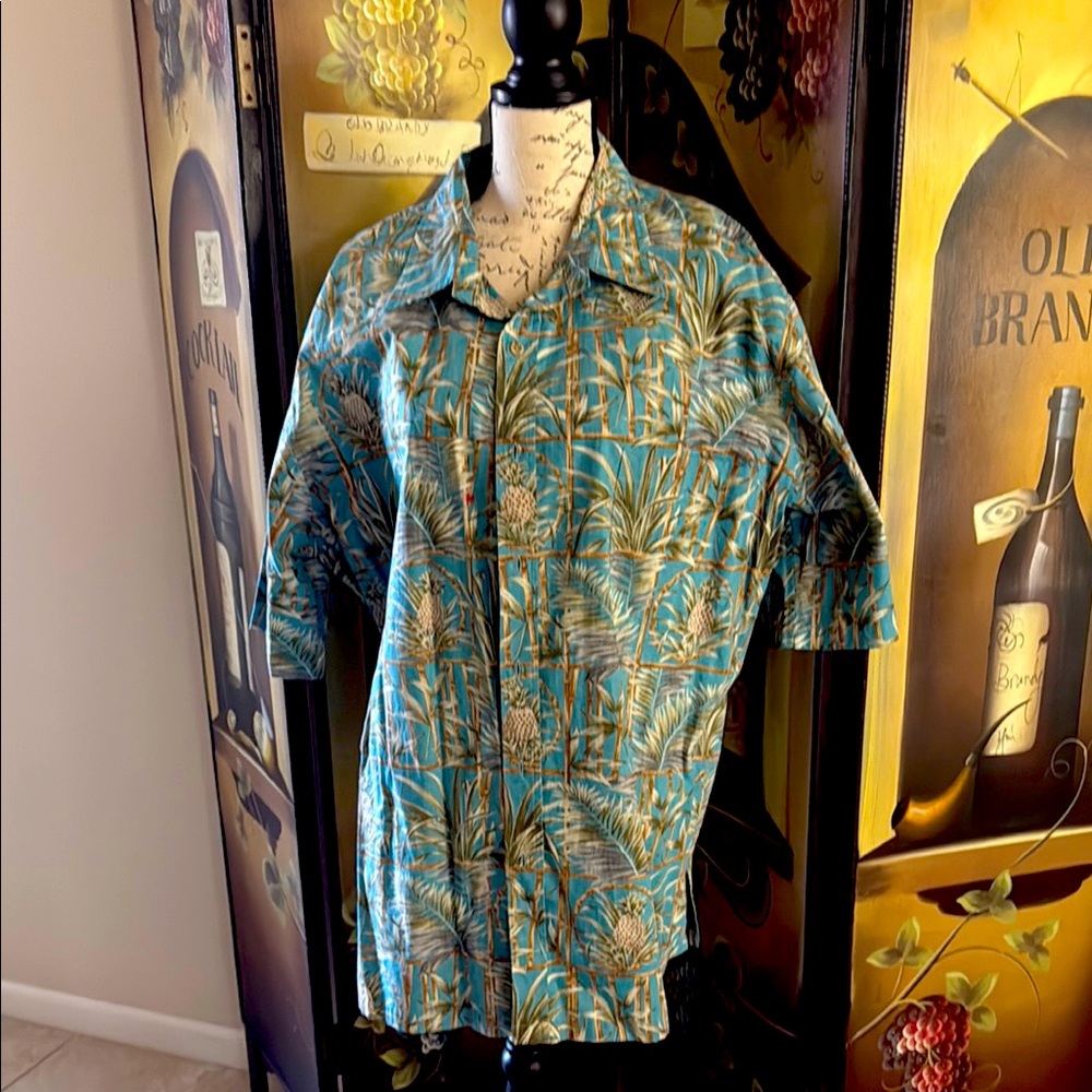 Tropical Blue and Green Hawaiian Shirt. Worn once